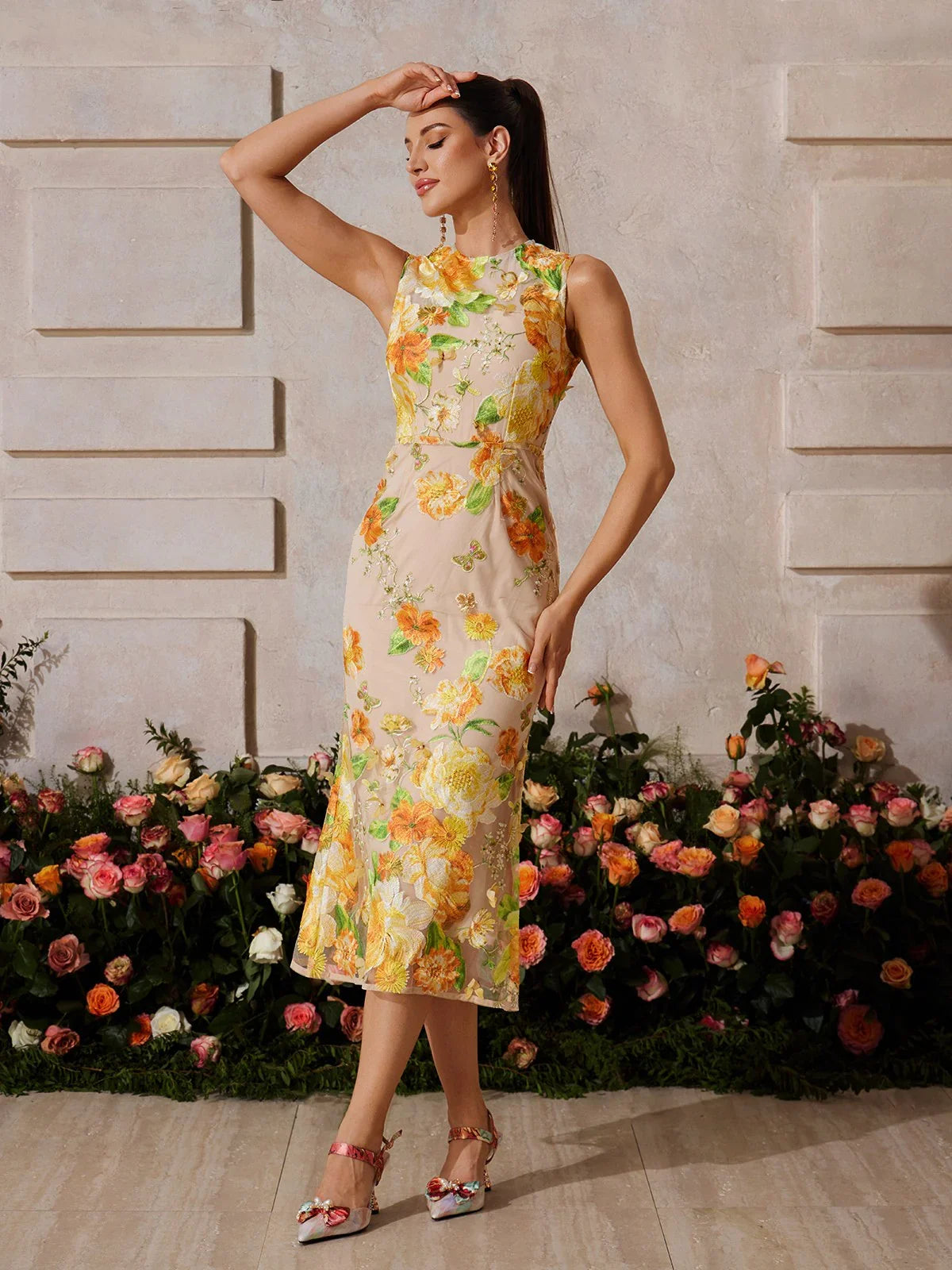 Solana Flower Midi Dress
