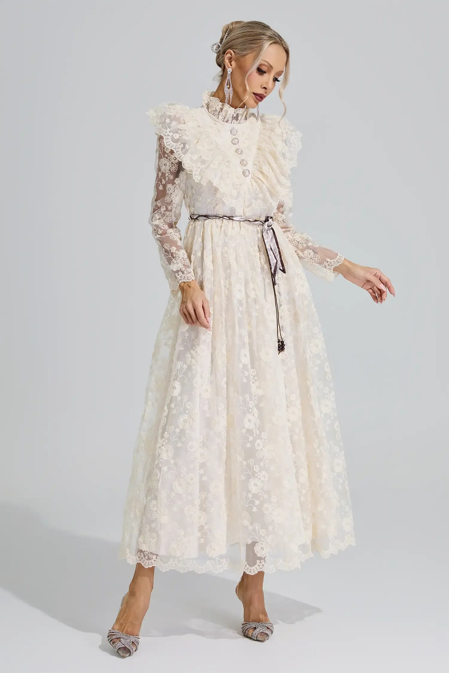 Rosalie Ruffle Lace Maxi Dress