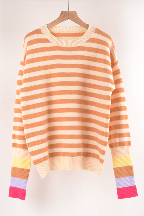 Never Let You Go Striped Long Sleeve Sweater - 3 Colors Apricot