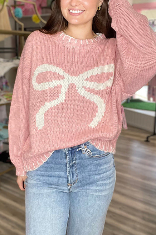 Feeling The Best Bowknot Knit Sweater - 3 Colors Pink