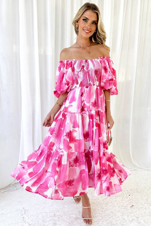 Just Feels Right Smocked Puff Sleeve Maxi Dress - 5 Colors Pink
