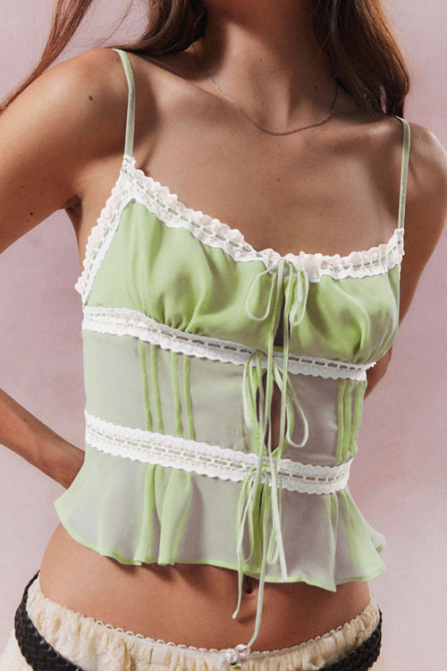 Cutest First Lace Up Cami Top - 6 Colors Green