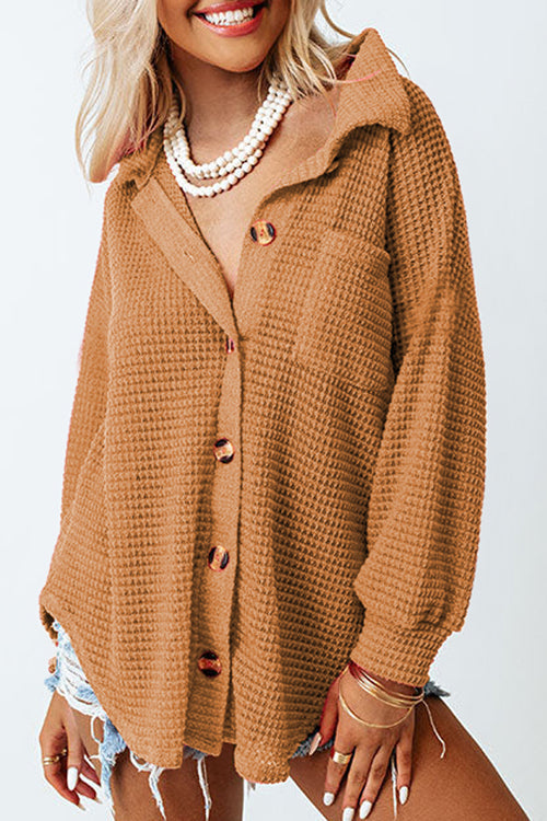 Keep It Up Button Down Long Sleeve Shacket - 9 Colors Khaki