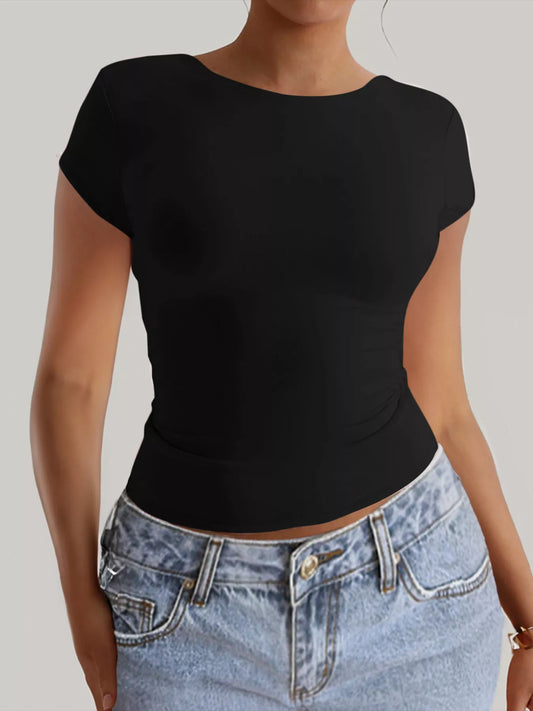 Slim-Fit Backless T-Shirt