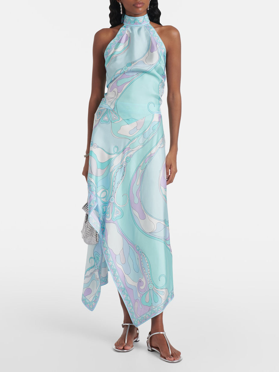 Unique Psychedelic Swirl Print Skirt Two-piece Set Light blue