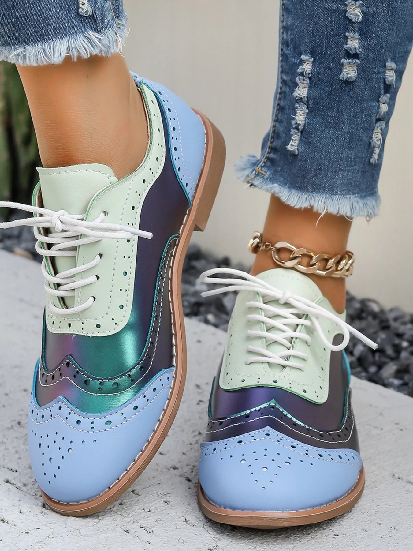 Color Block Flats -  Loafers