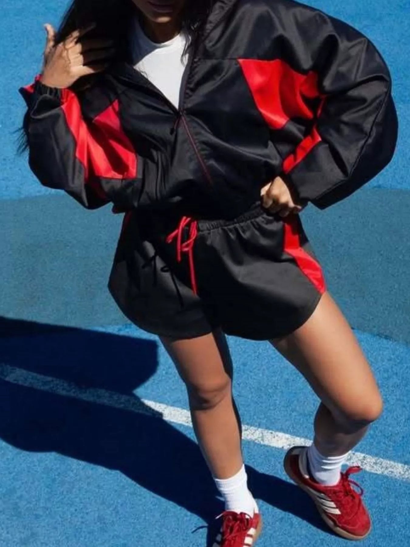 Zip Up Long Sleeve Outerwear and Shorts Set