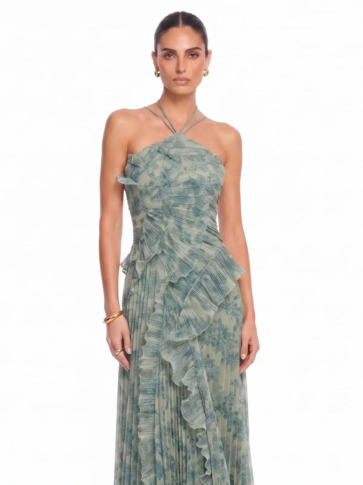 Aurelia Botanical Ruffle Maxi Dress