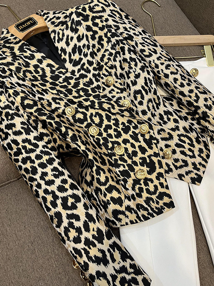 Fidela leopard blazer