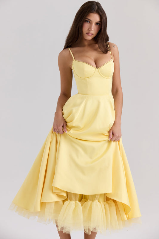 Mademoiselle midi dress- Yellow