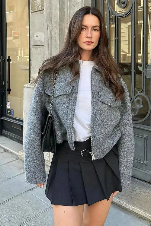Women's Oversized Cropped Zip Jacket SOPHIE
