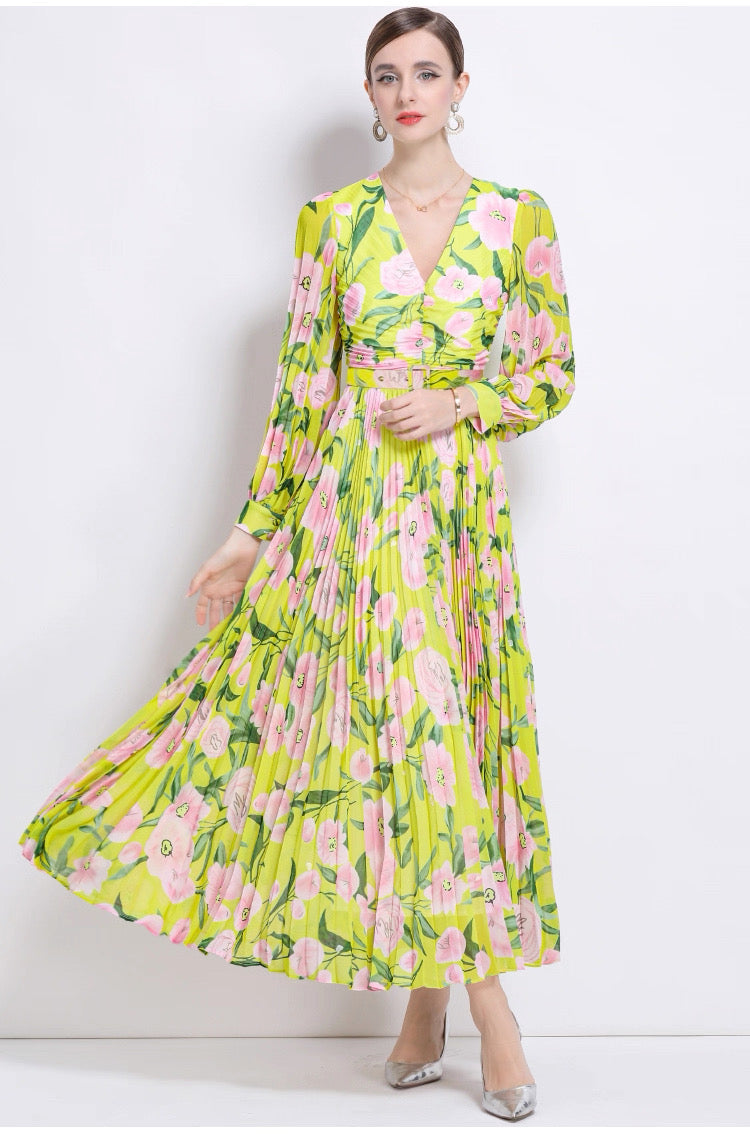 Limonetta Blossom Pleated Dress