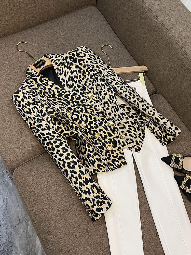 Fidela leopard blazer