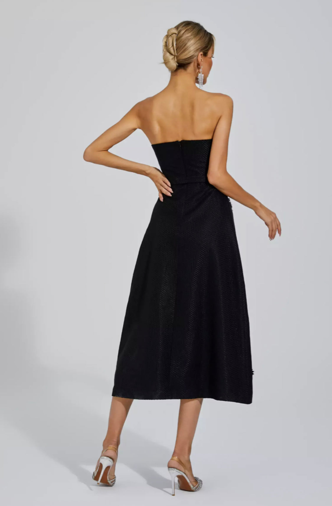 Emberlyn crystal tweed midi dress