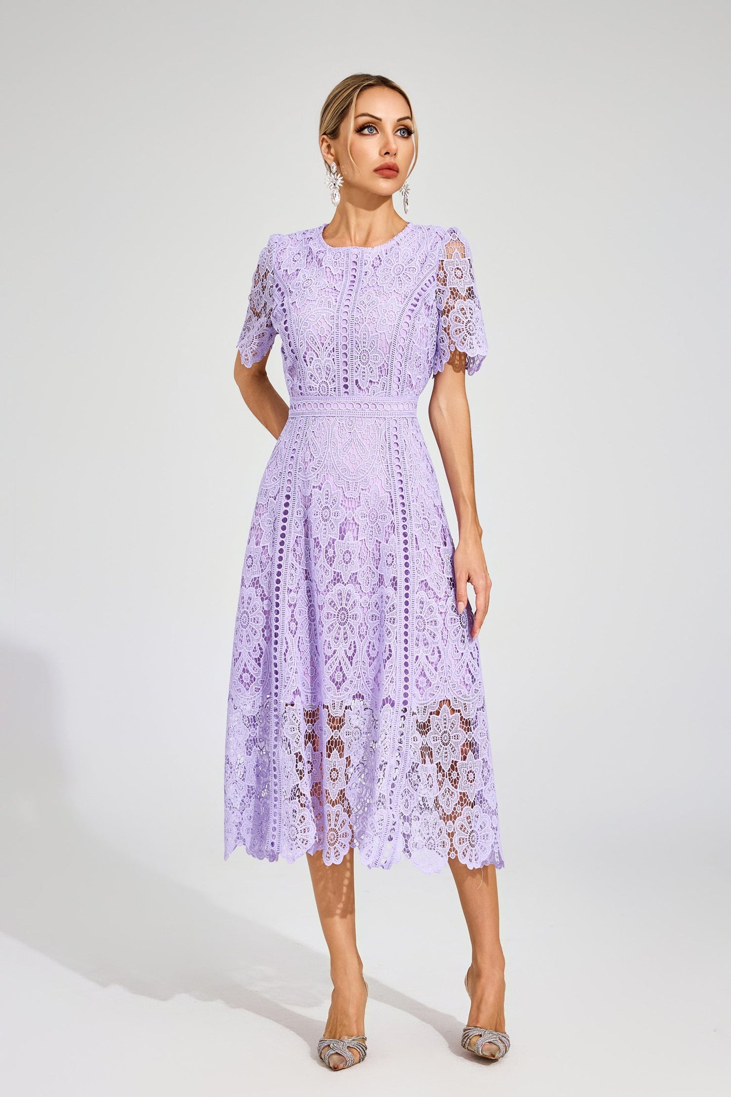 Camille Purple Lace Midi Dress