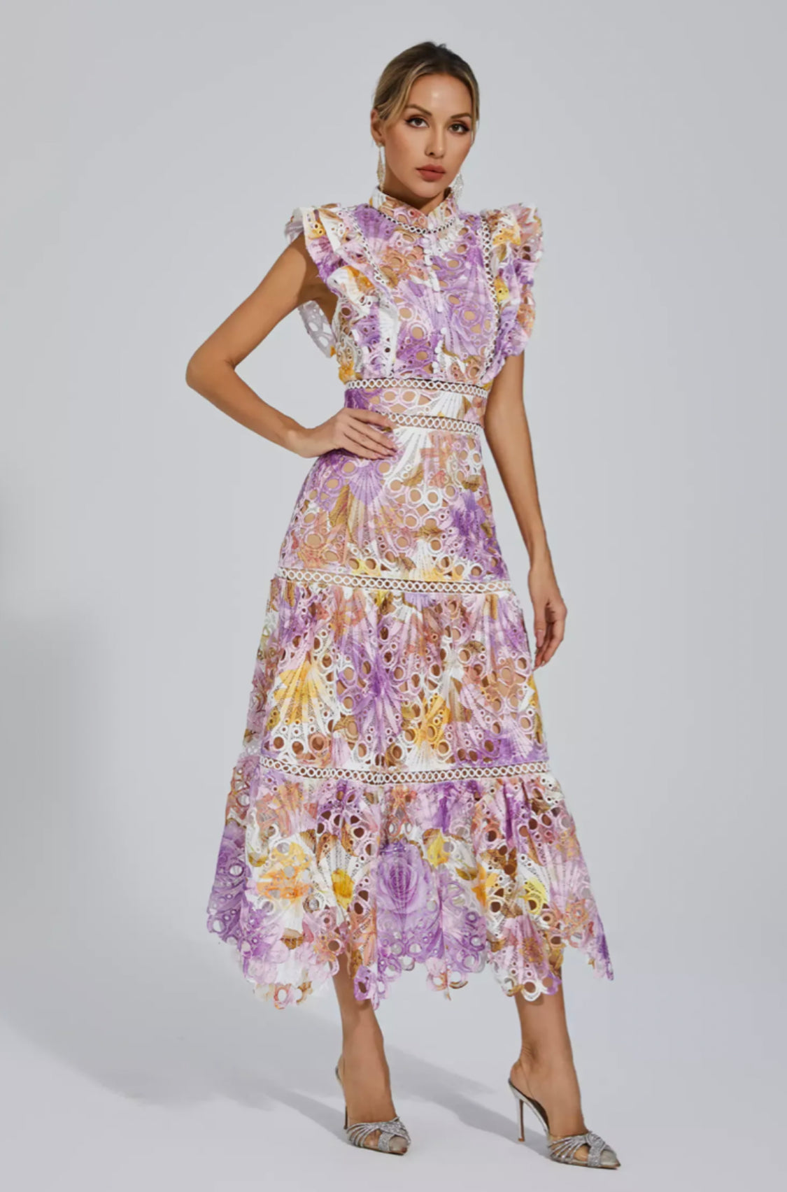 Ayleen floral purple midi dress