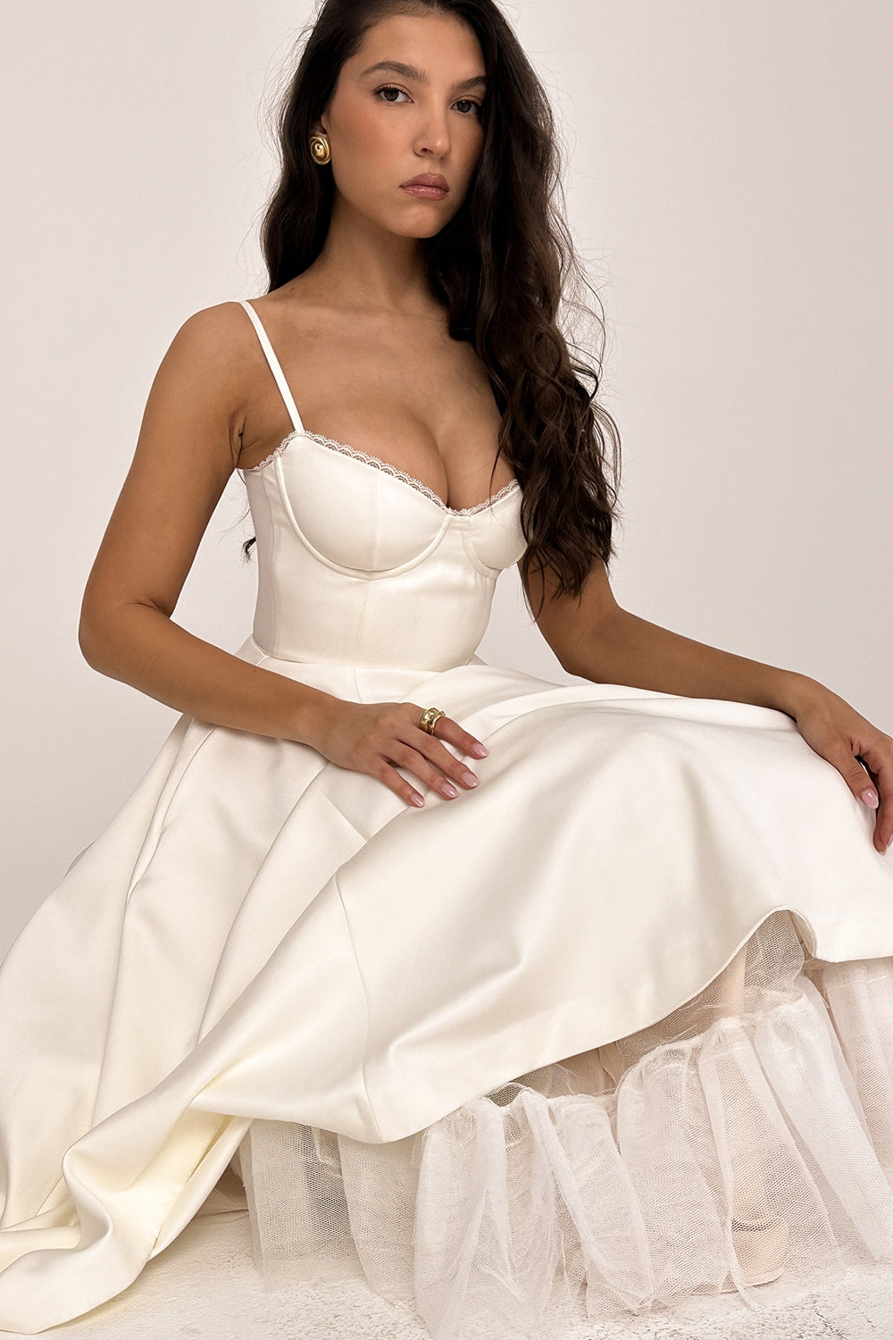 Mademoiselle midi dress- Ivory white