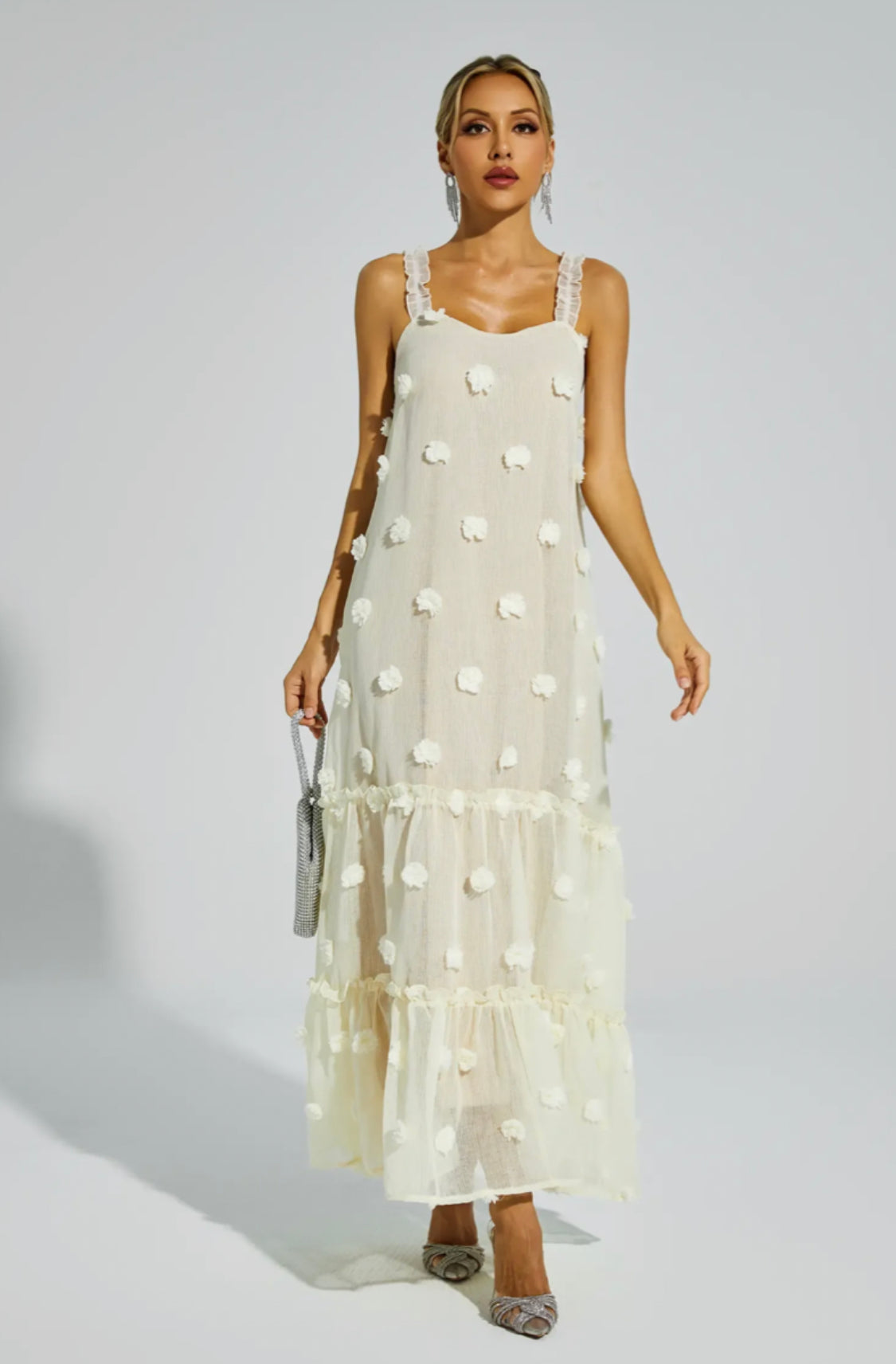 Eartha flower apricot maxi dress
