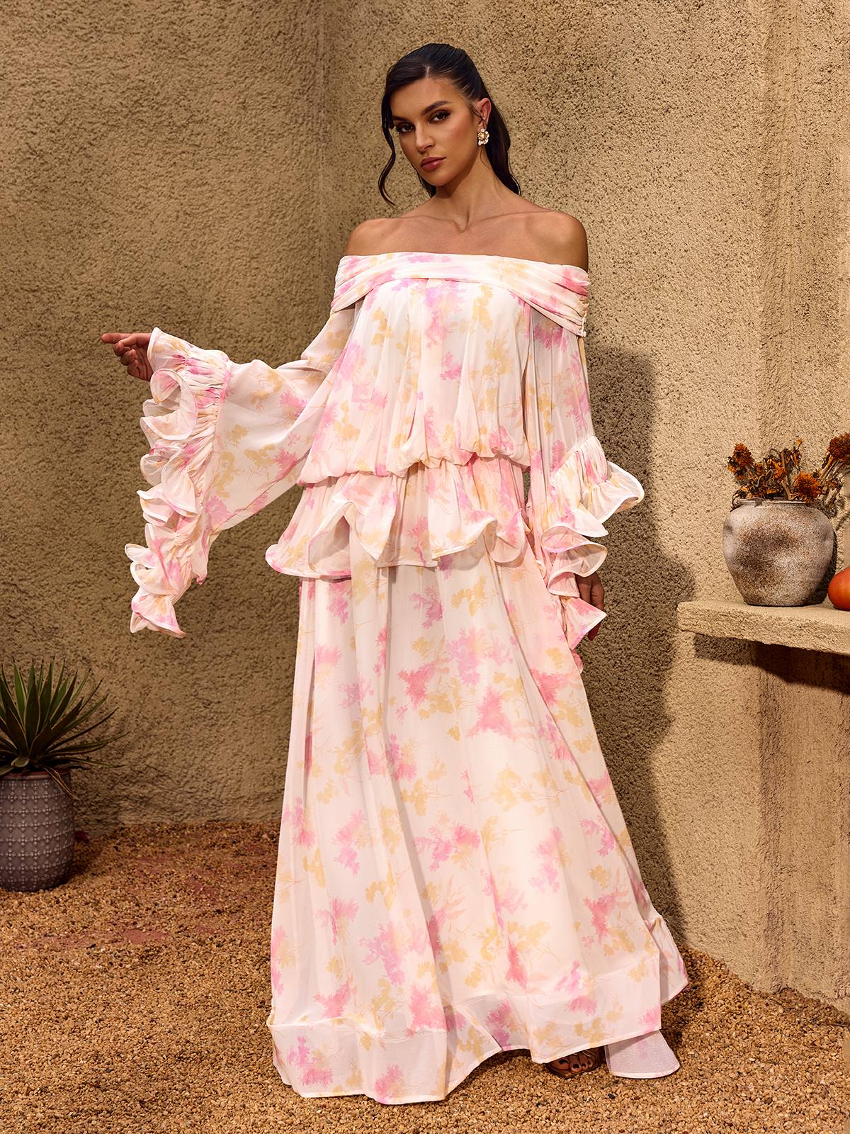 Rosalie Off-Shoulder Ruffle Maxi Dress