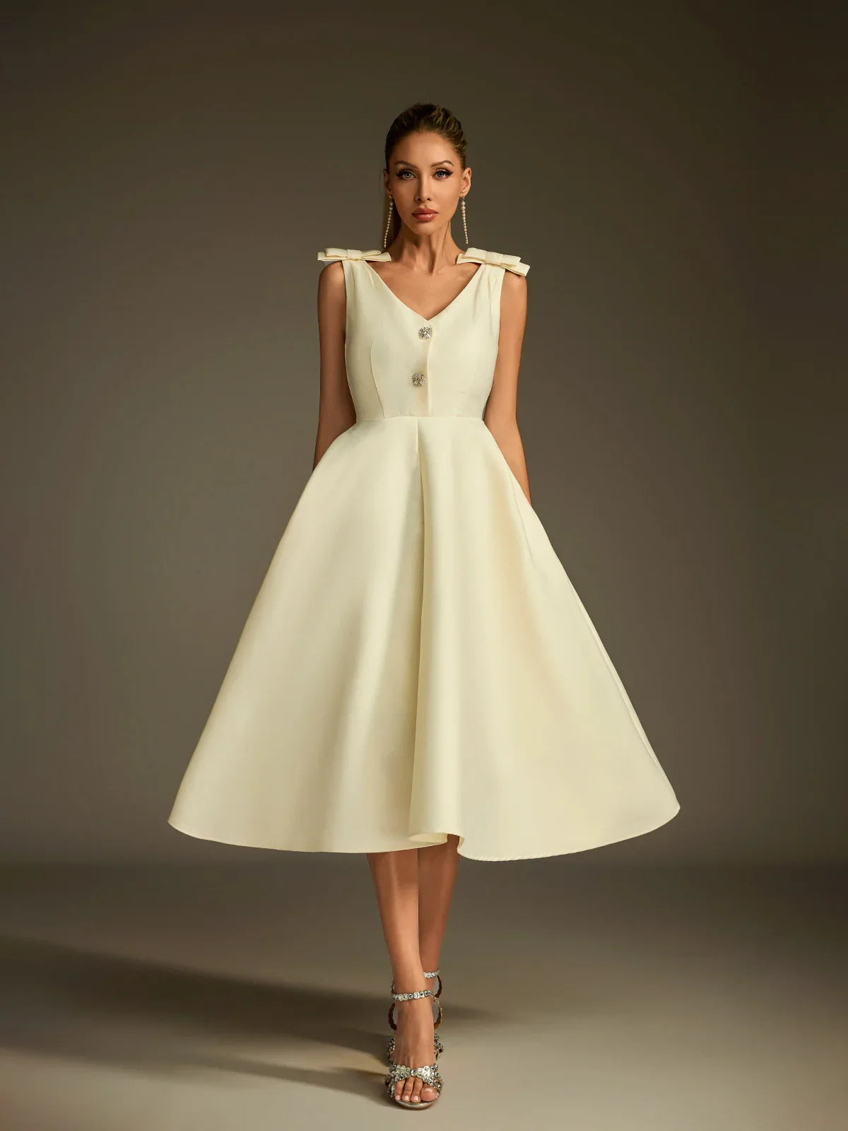 Colette Satin Fit & Flare Midi Dress