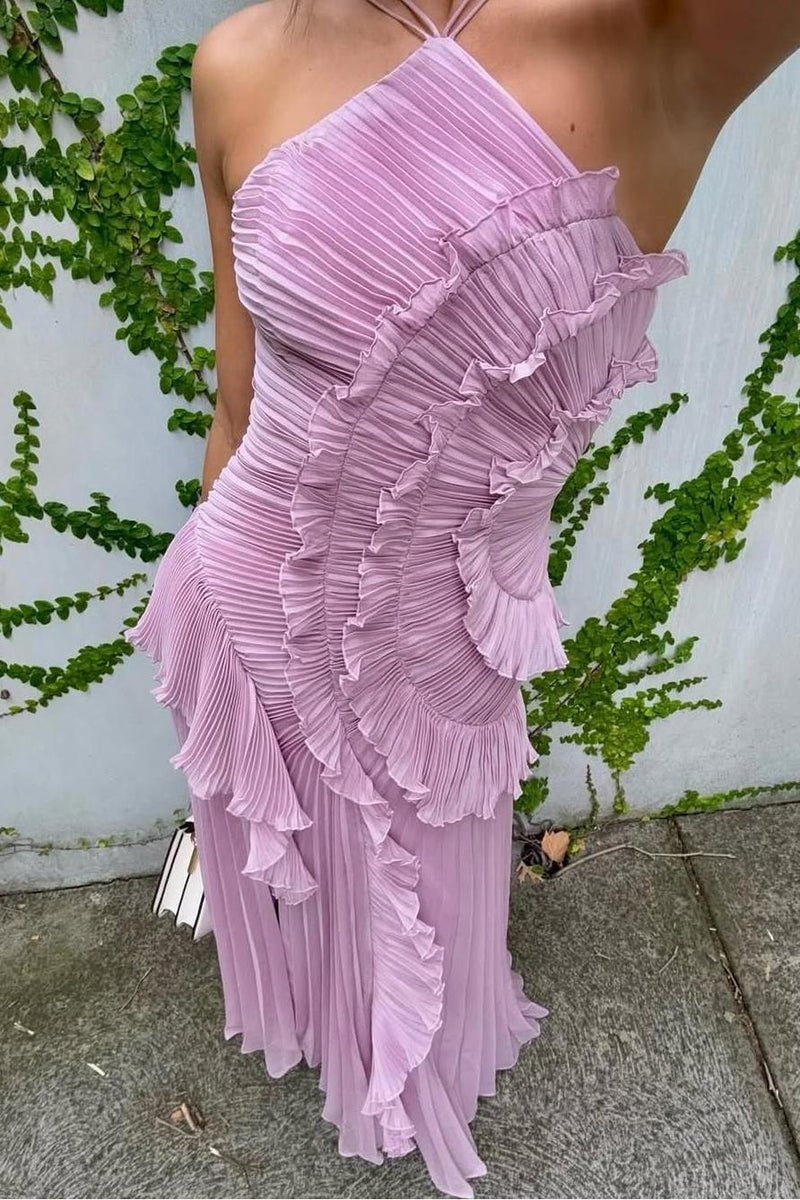 Catherine Ruffle Dress (Free Pearl Clutch)