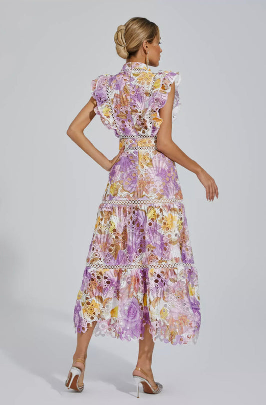 Ayleen Purple floral midi dress size S
