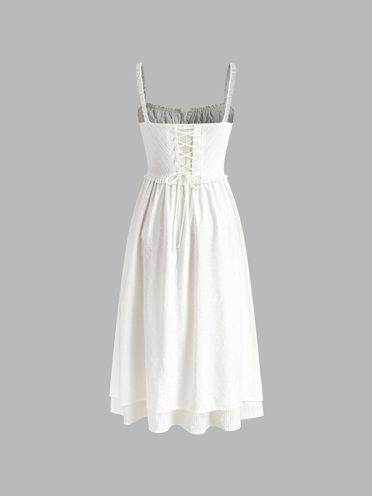Schlichtes Camisole-Midikleid mit Rüschensaum 