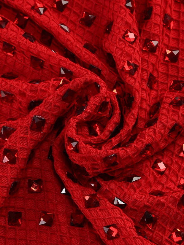 Scarlet Crystal Rose Midi Dress