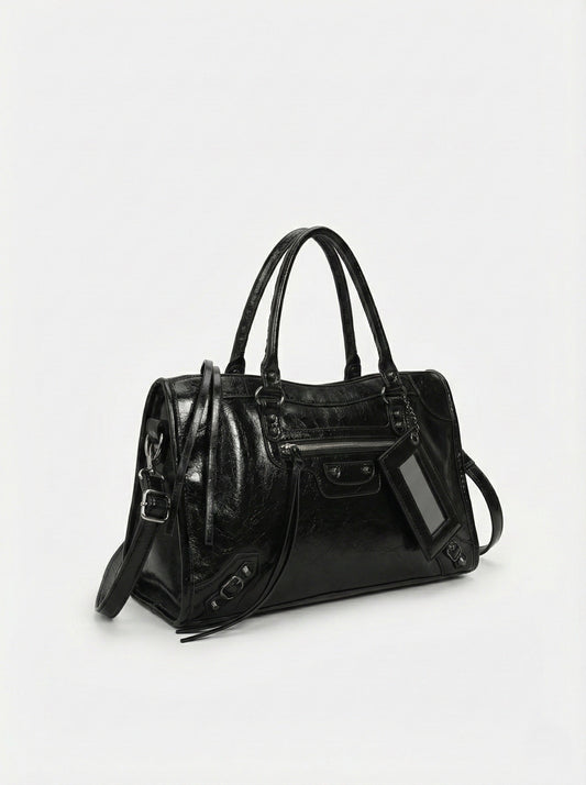 Carmela- Stylish Handbag with Spacious Interior & Minimalist Design Black