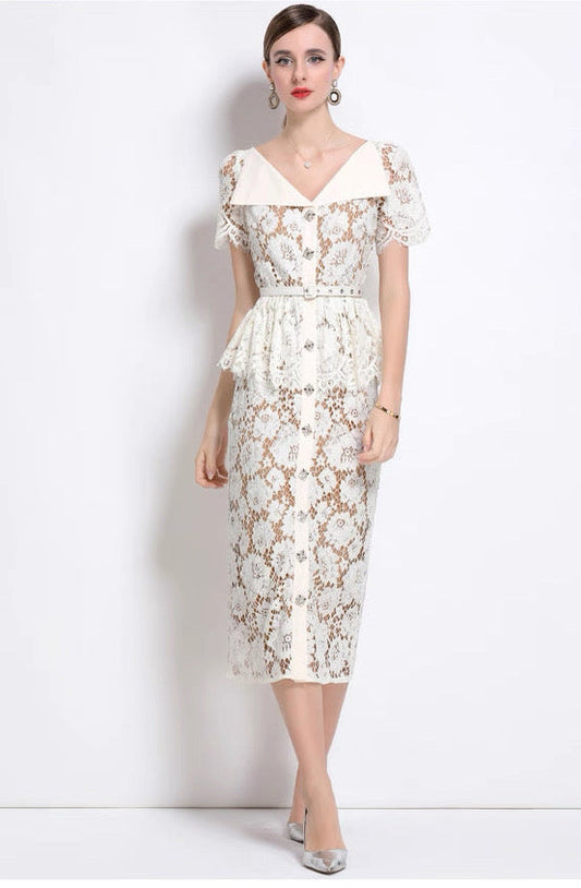 Clarisse Lace Midi Dress
