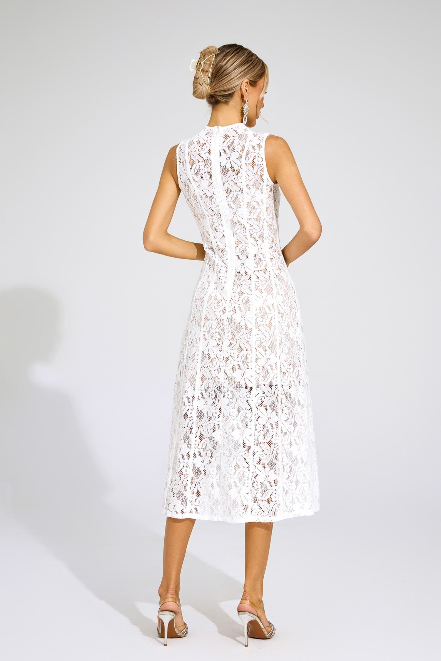 Noelle Sleeveless Lace Midi Dress