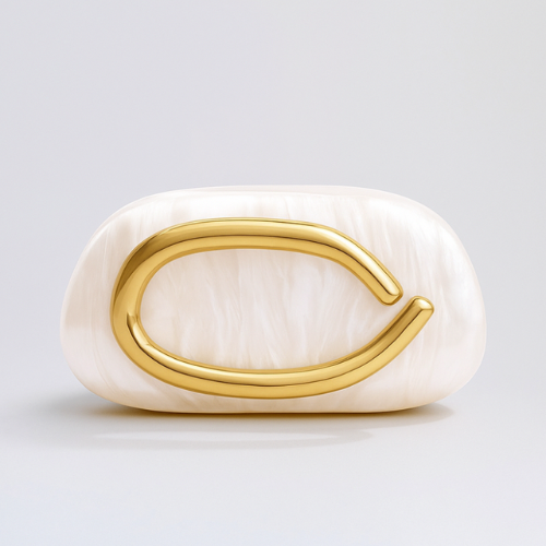 Sculptural Pearl Clutch White