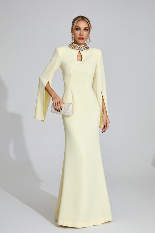 Aurora Crystal Collar Cape Gown size M