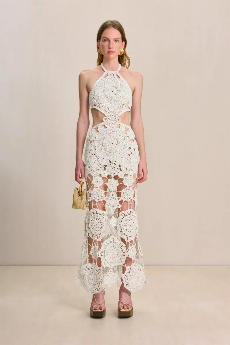 Floral crochet Cutout Maxi Dress