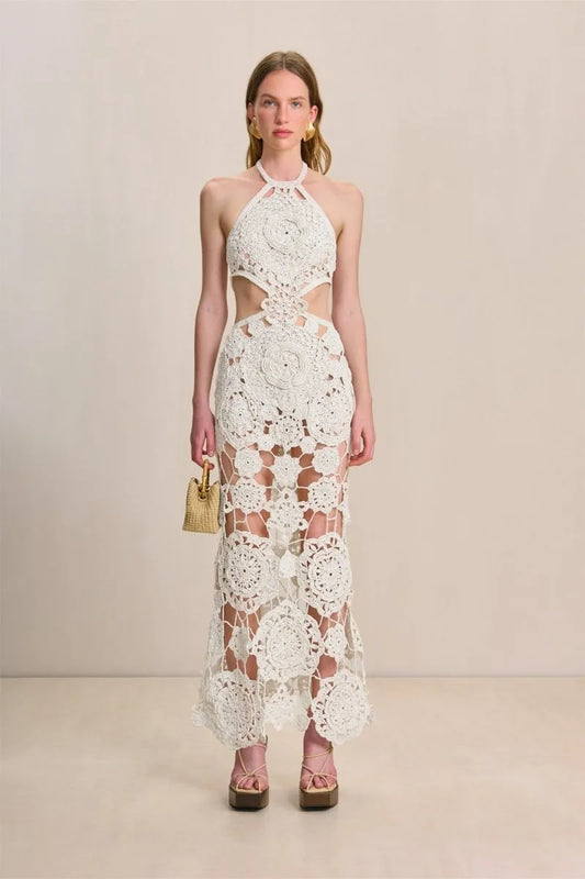 Floral crochet Cutout Maxi Dress