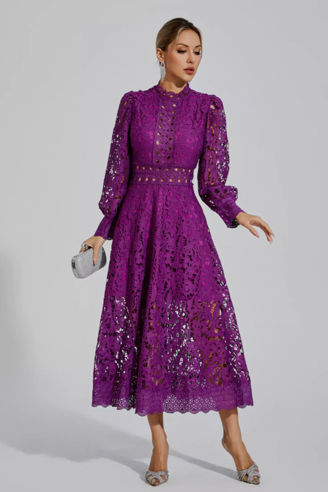 Kenzie Purple lace maxi dress