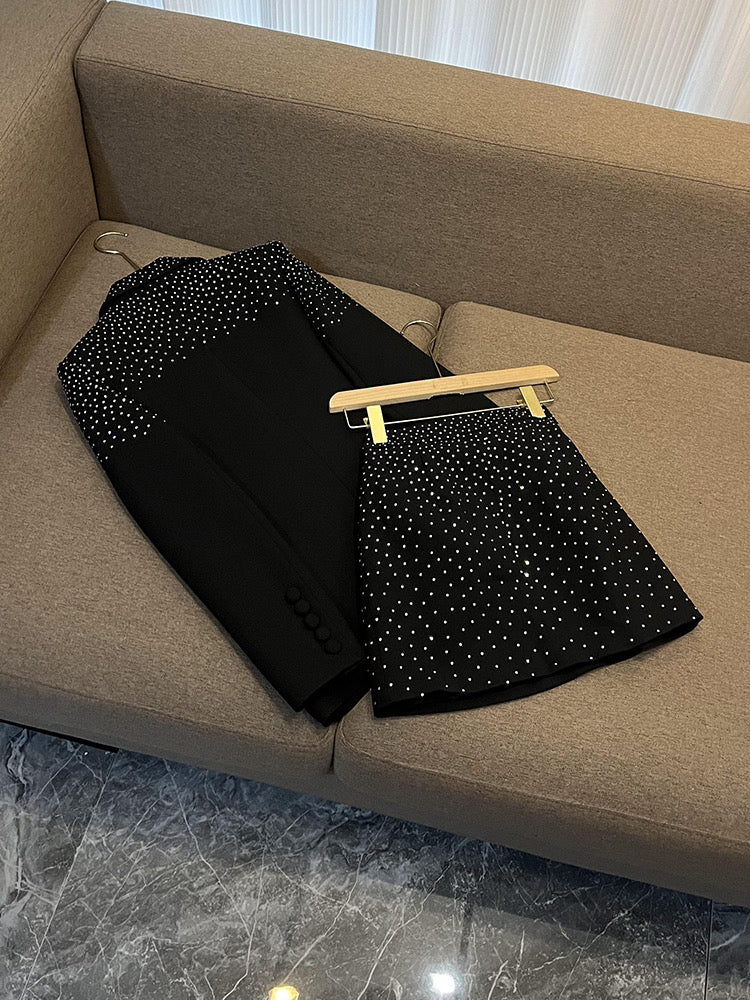 Gina black blazer/skirt set