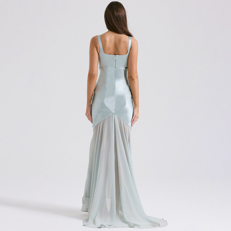 Vittoria silk/satin maxi dress/ blue