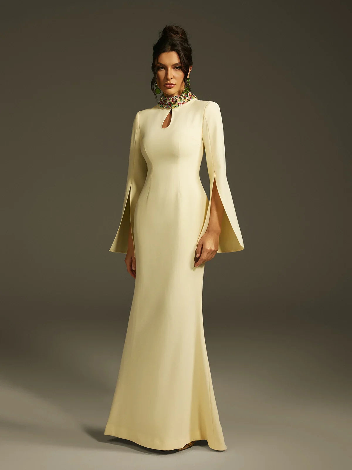 Aurora Crystal Collar Cape Gown size S
