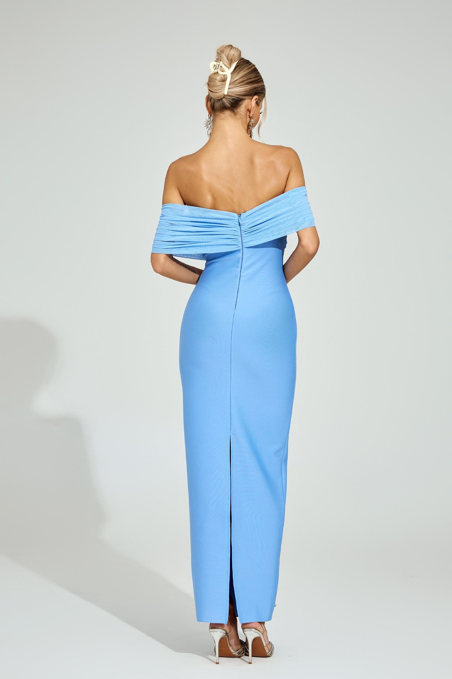 Azure Pearl Off-Shoulder Gown