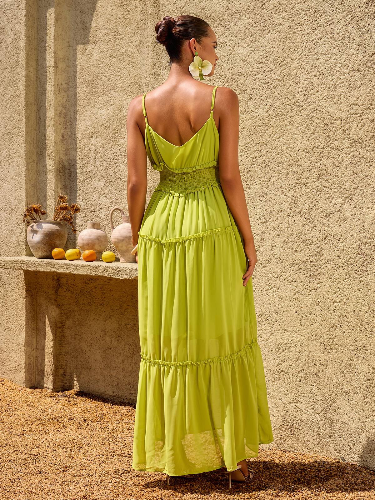 Lime Sorbet Tiered Maxi Dress