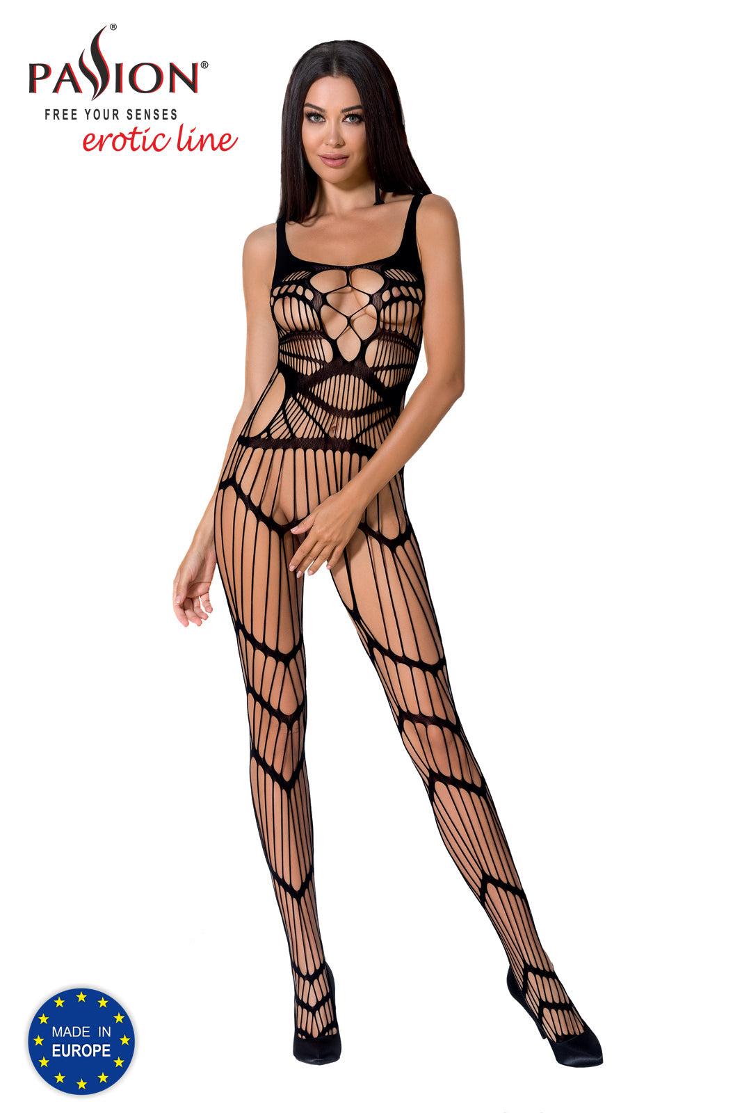 Fishnet Like Full Length Sheer Crotchless Full Body Stocking Made in Europe