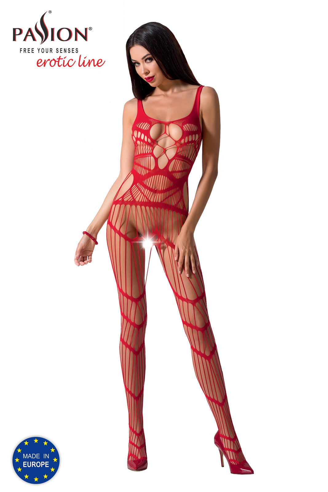 Fishnet Like Full Length Sheer Crotchless Full Body Stocking Made in Europe