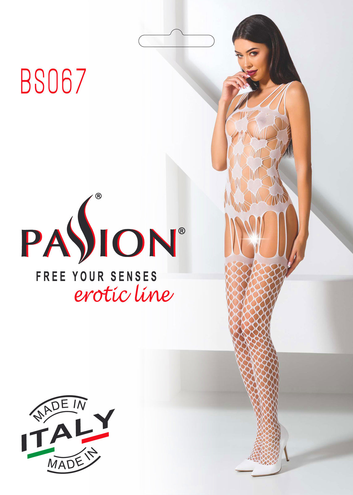 Ladies Sexy Patterned Body Stocking w/ Garters Crotchless Made In Italy