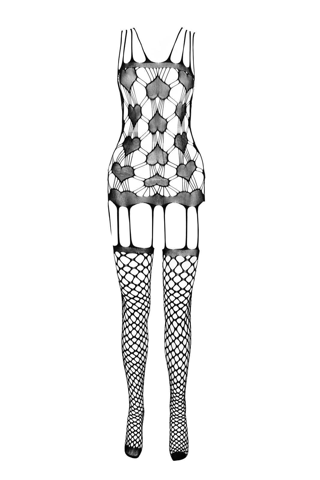 Ladies Sexy Patterned Body Stocking w/ Garters Crotchless Made In Italy