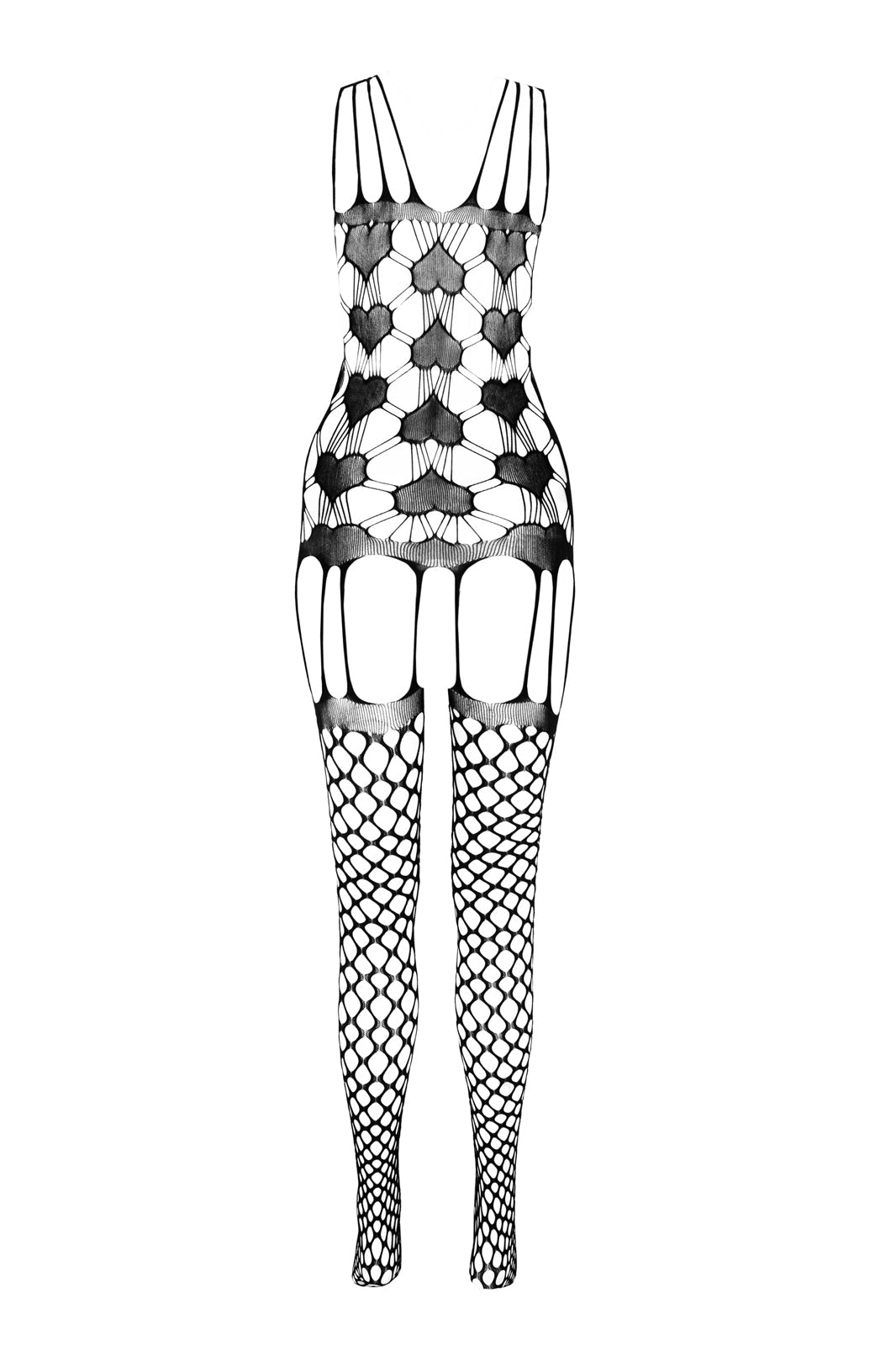Ladies Sexy Patterned Body Stocking w/ Garters Crotchless Made In Italy