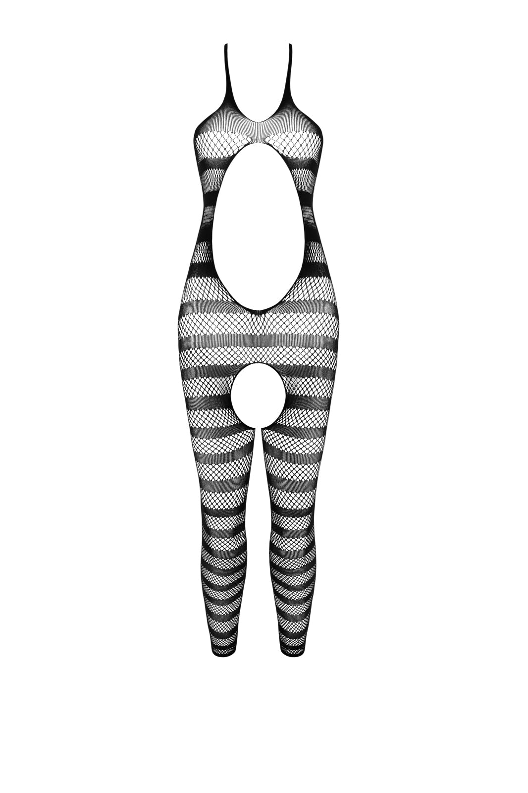 Ladies Sexy Sheer Halter Open Keyhole Front Crotchless Catsuit MADE IN ITALY