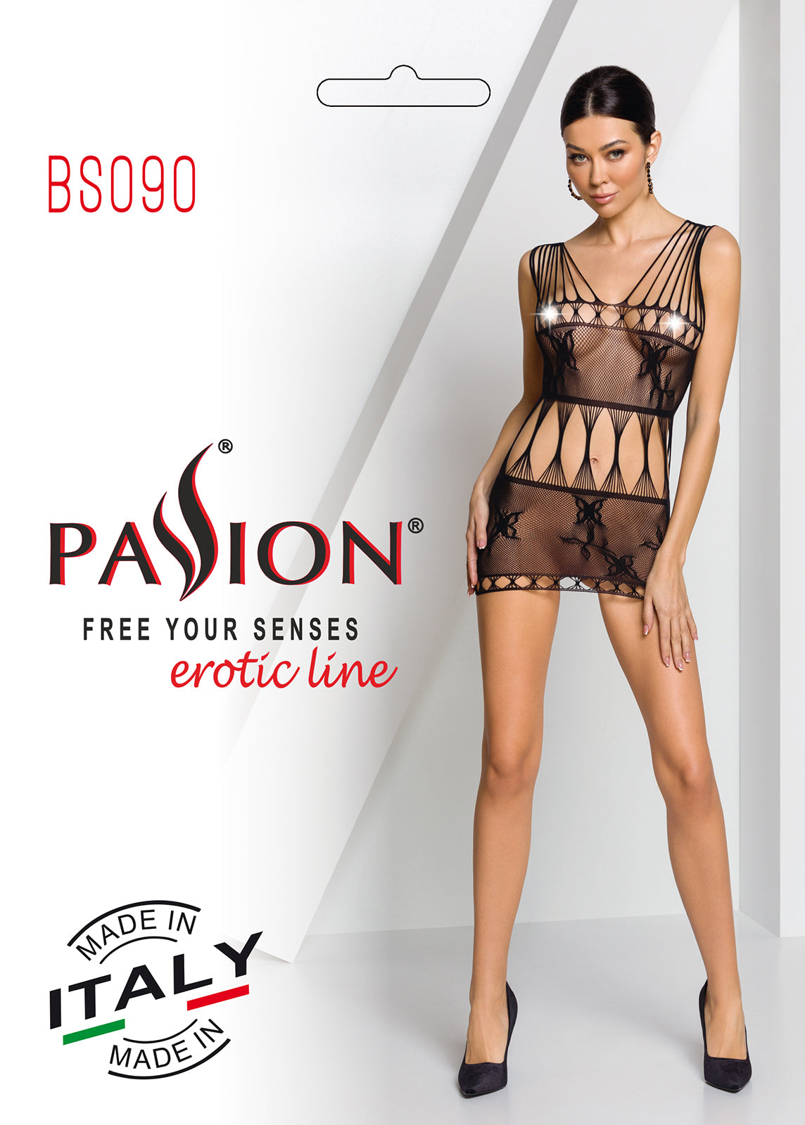 Ladies Sexy Mesh Patterned Body Stocking Dress Made In Italy