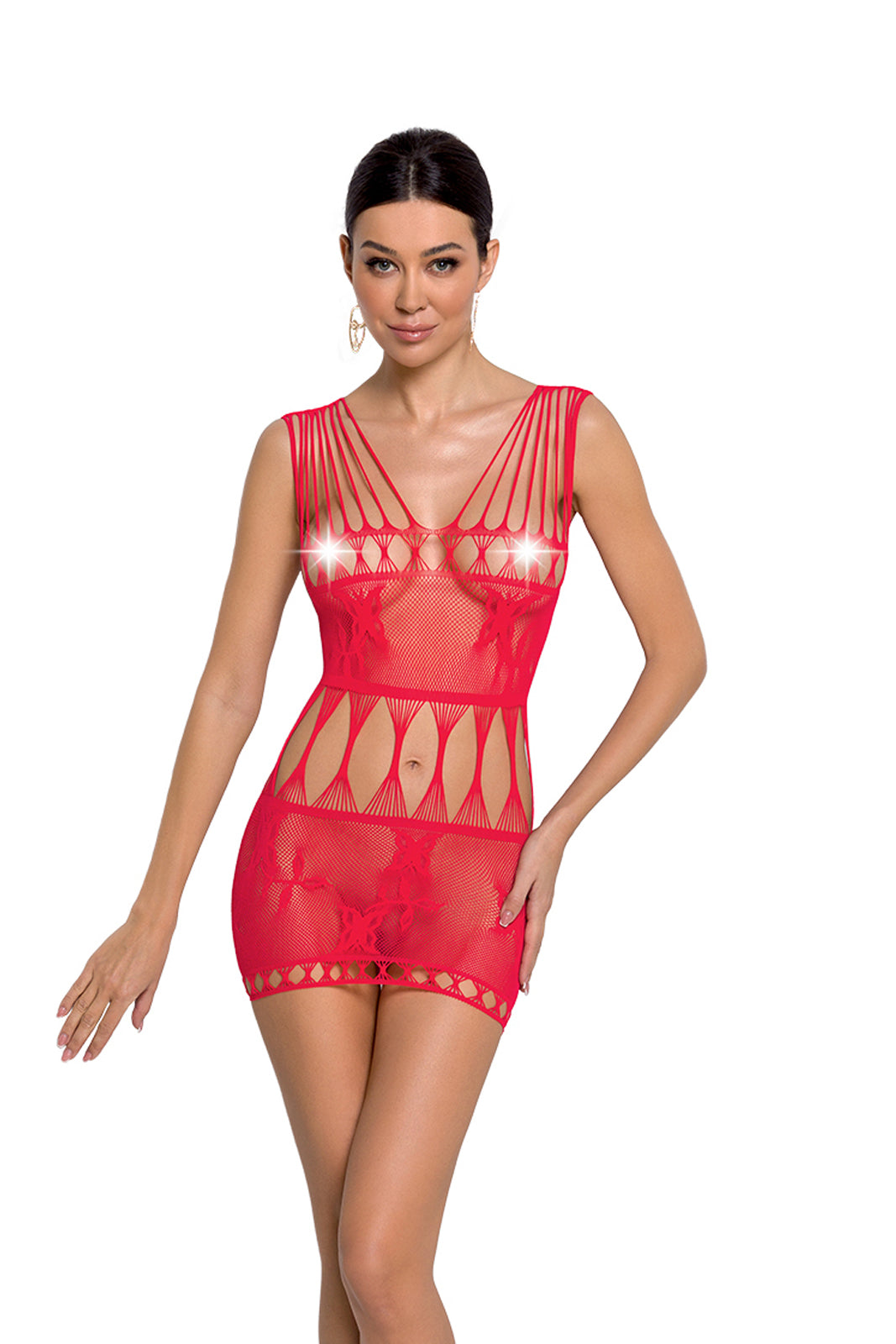 Ladies Sexy Mesh Patterned Body Stocking Dress Made In Italy