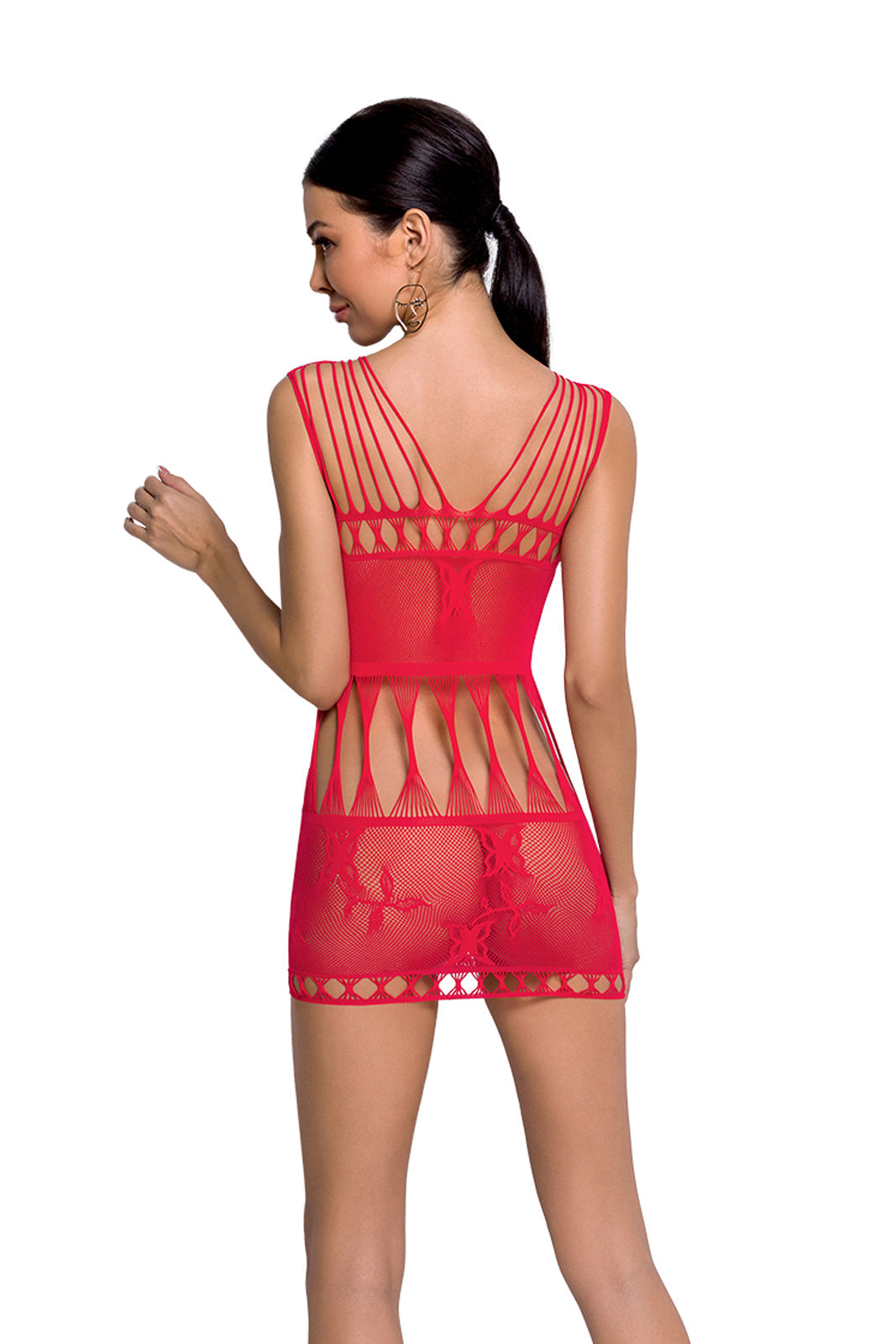 Ladies Sexy Mesh Patterned Body Stocking Dress Made In Italy